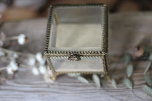 Antique Square Beveled Glass Jewelry Box