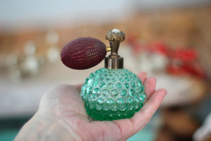 Vintage Green Crystal Atomizer Perfume Bottle