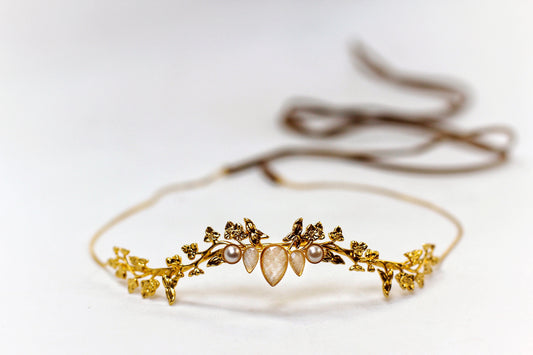 Made to Order * Eva Pearls & Leaves Hair Chain