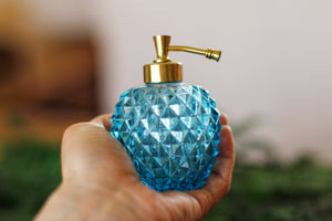 Antique Blue Diamond cut Perfume Bottle