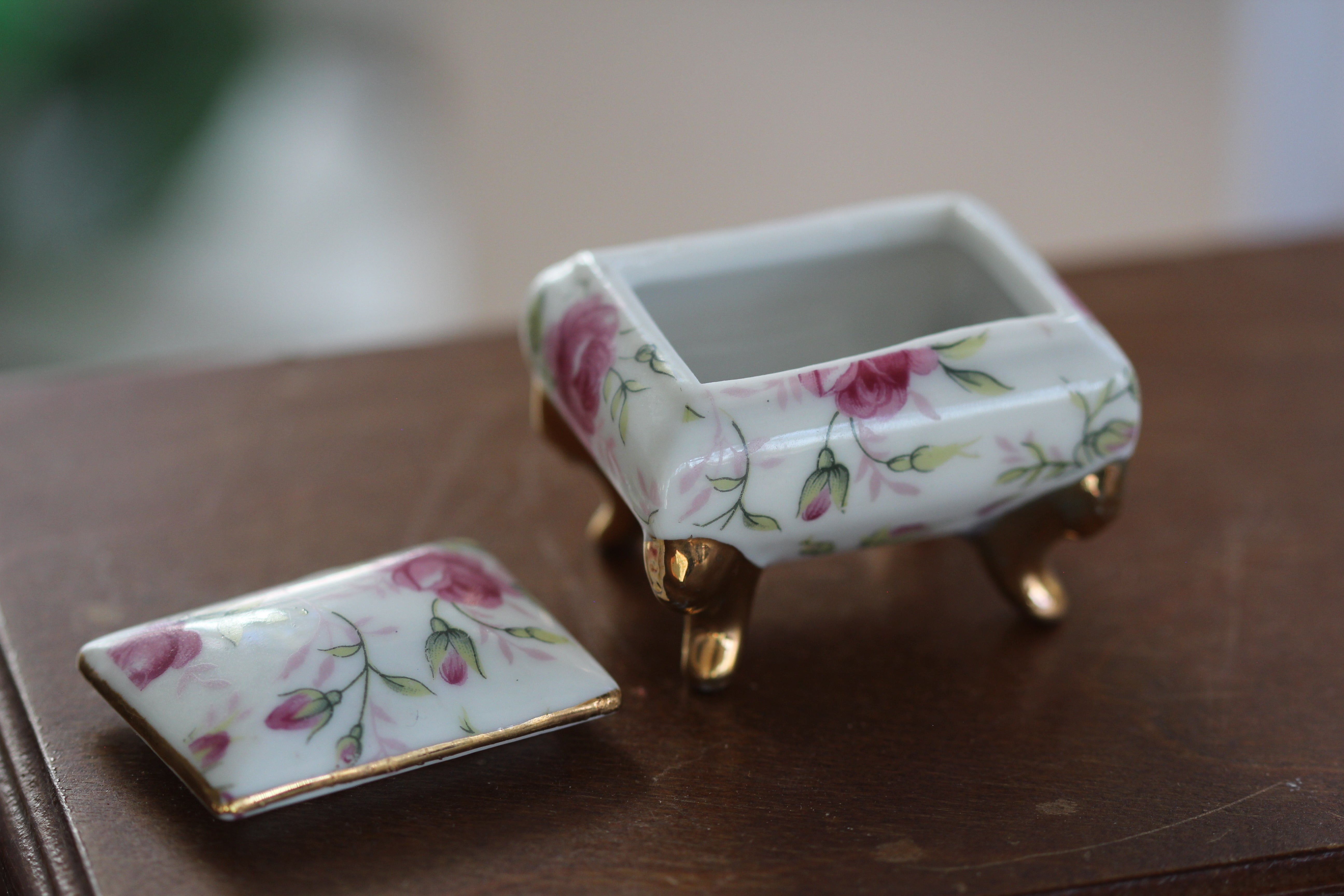 Antique Tiny Floral Porcelain Trinket