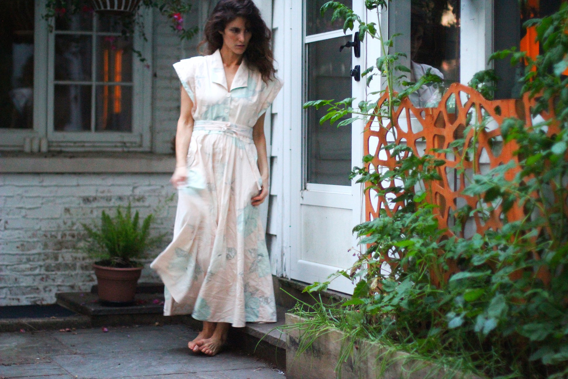 Vintage Pink Floral Light Blue Flowers Carol Anderson Dress