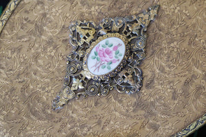 Antique Floral Gold Hand Mirror