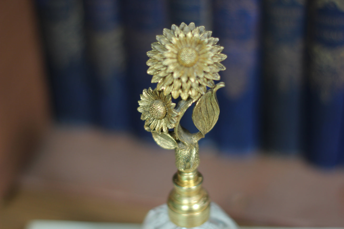 Antique Floral Sunflowers Glass Perfume Bottle