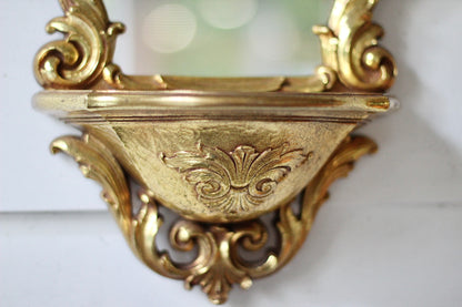 Antique Florentine Syroco Framed Mirror Shelf