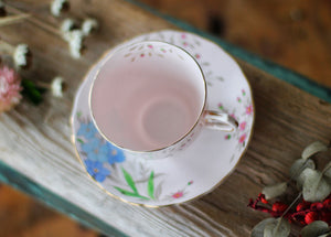 Vintage Floral Variety Rare Pink Tuscan Tea Cup Set