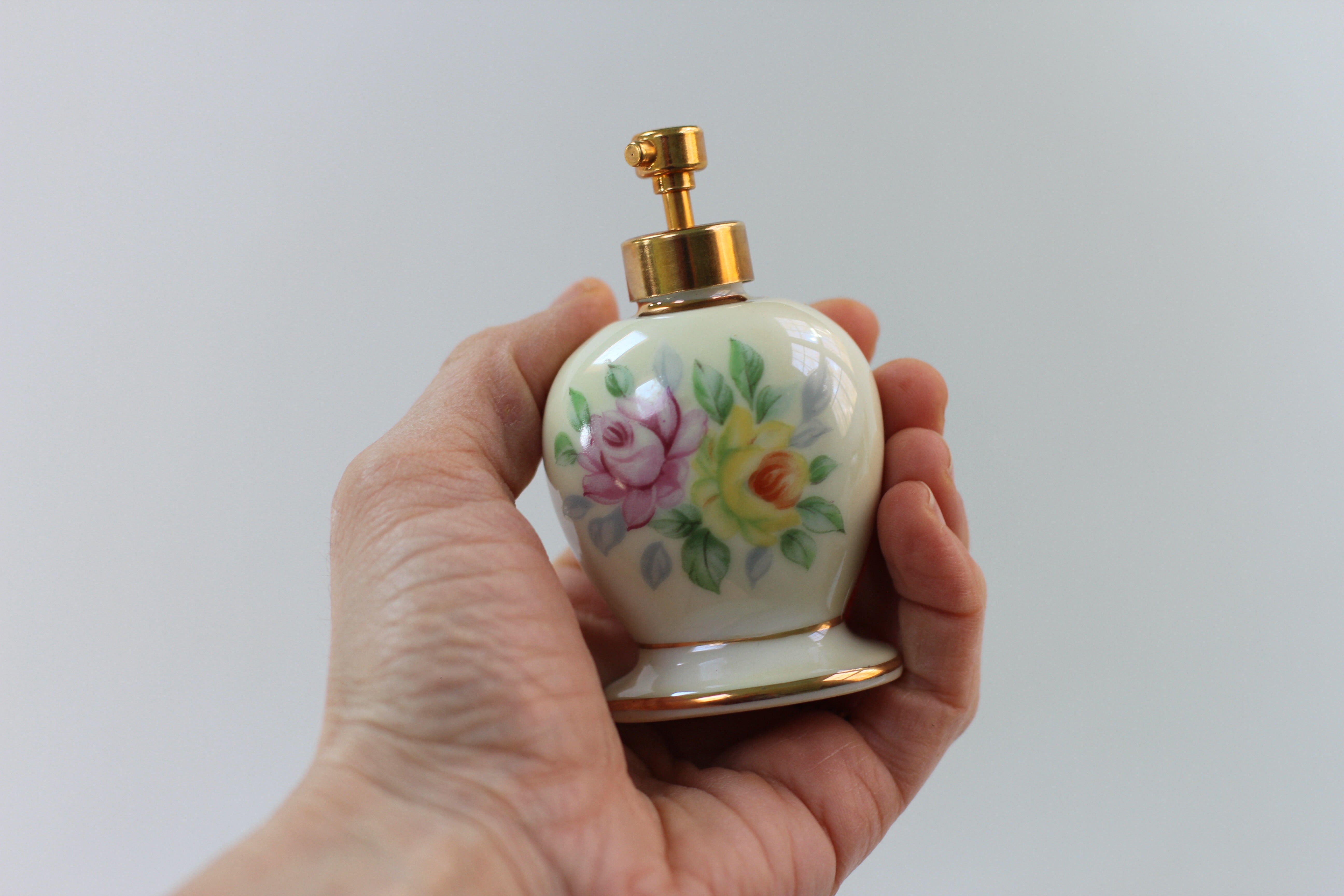 Antique Floral Porcelain Perfume Bottle