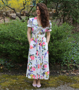 Vintage White Pink Floral Carol Anderson Dress