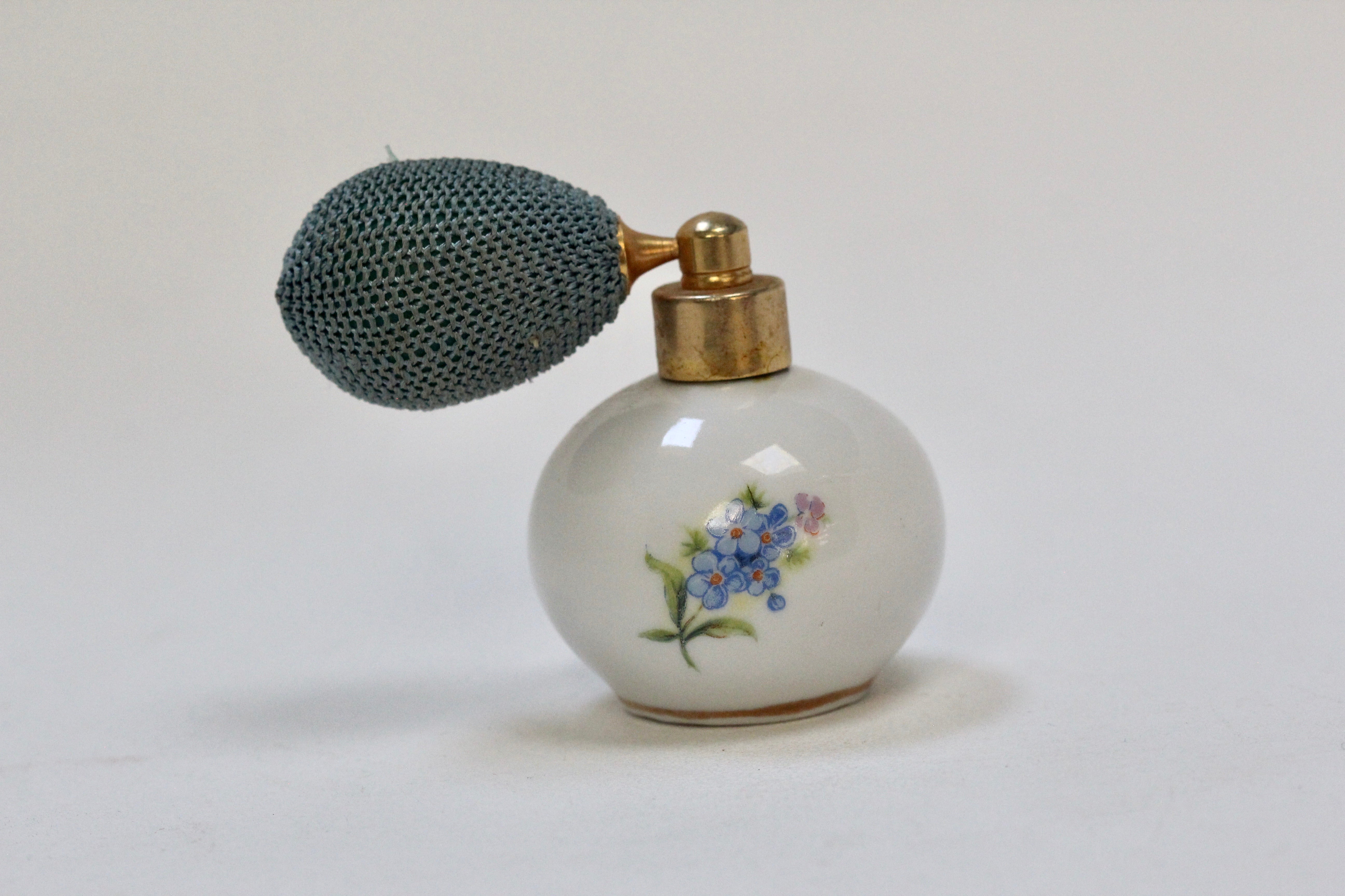 Antique Floral Porcelain Forget-me-not Perfume Bottle