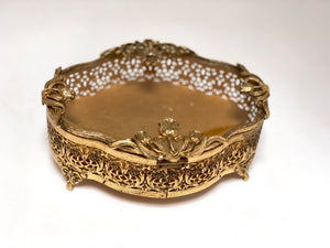 Vintage Floral French Victorian Filigree Jewelry Box