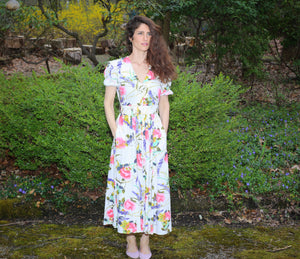 Vintage White Pink Floral Carol Anderson Dress