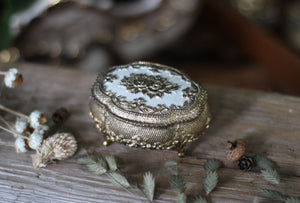Antique Floral Bronze White Jewelry Box