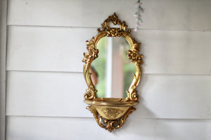 Antique Florentine Syroco Framed Mirror Shelf
