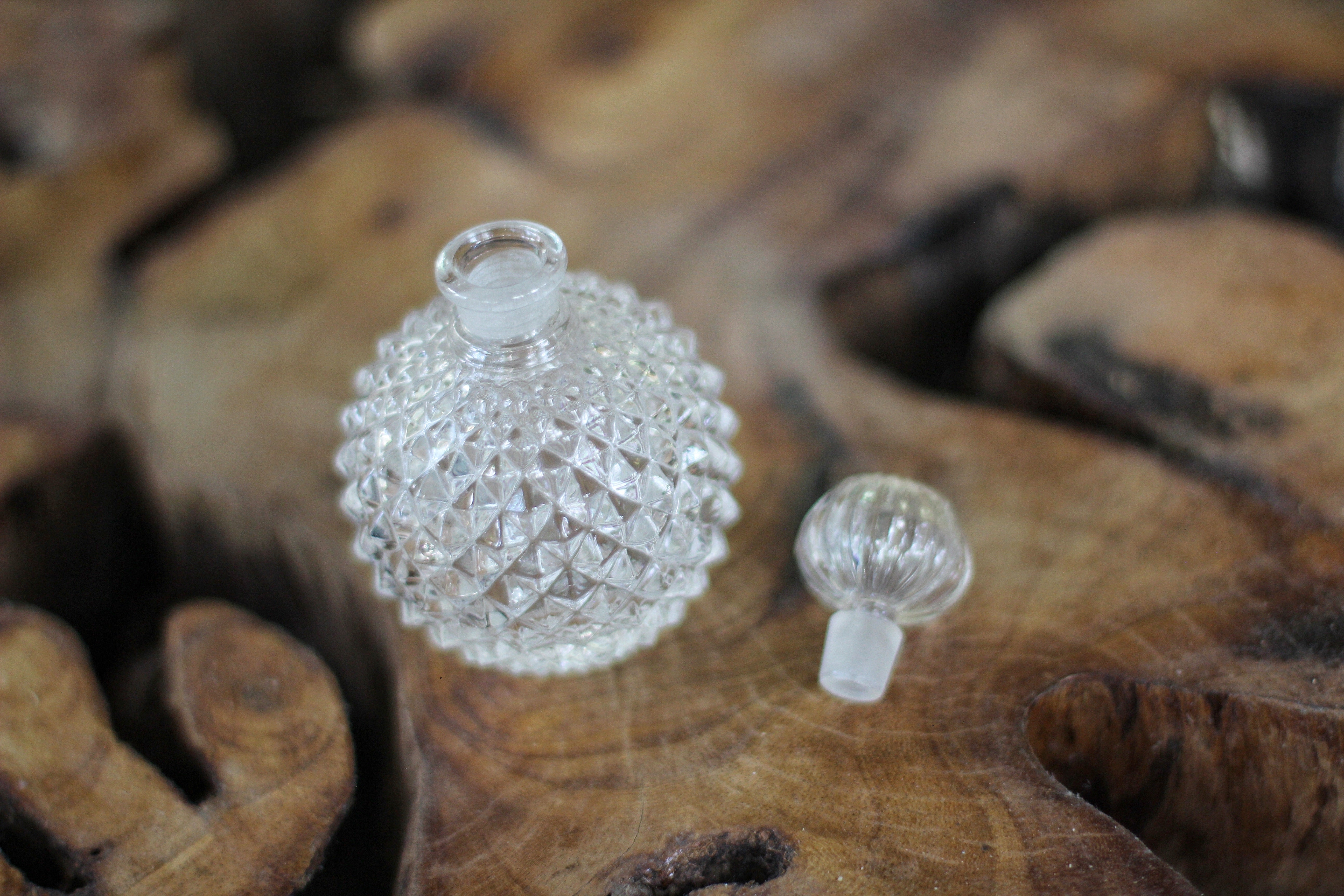 Antique Rounded Spiky Crystal Glass Perfume Bottle