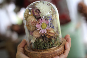 Medium / Small Dried Flowers Glass Dome / Cloche