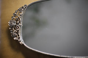 Antique Roses / Poppy Bronze Filigree Mirror Tray