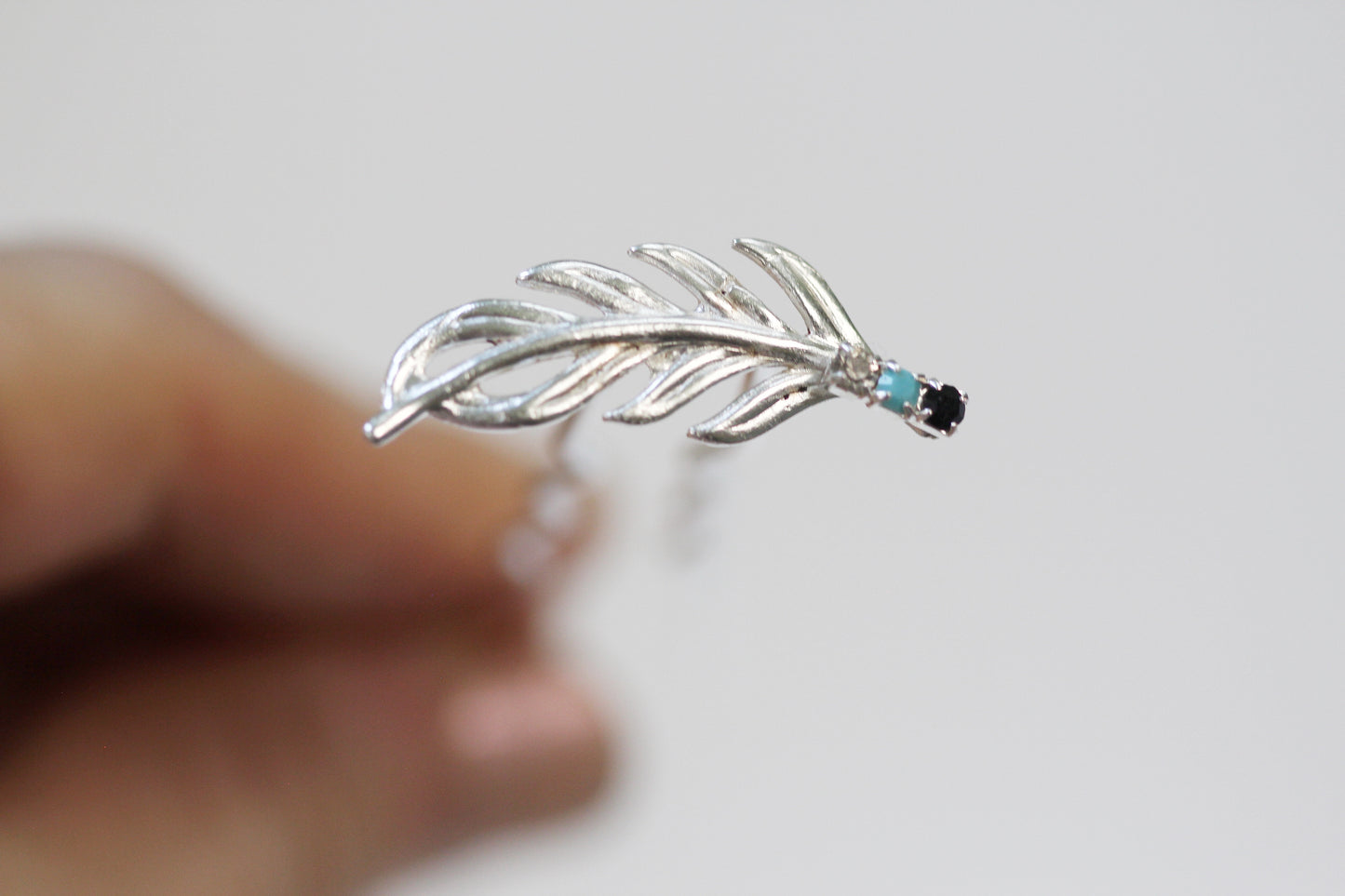 Pre-Order * Twig Crystal Turquoise Leaf Hair Prong