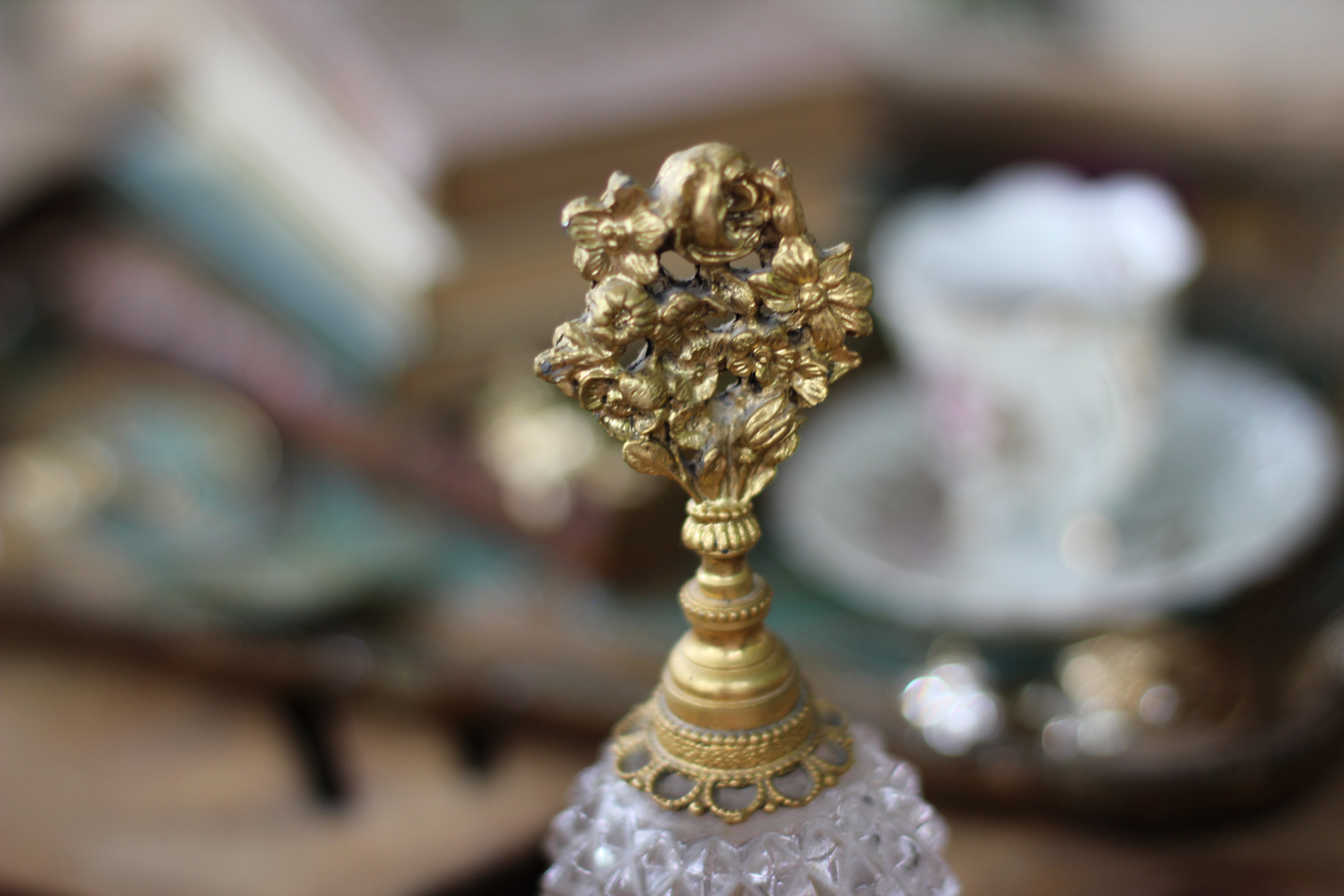 Antique Rare Stylebuilt Rose Glass Perfume Bottle