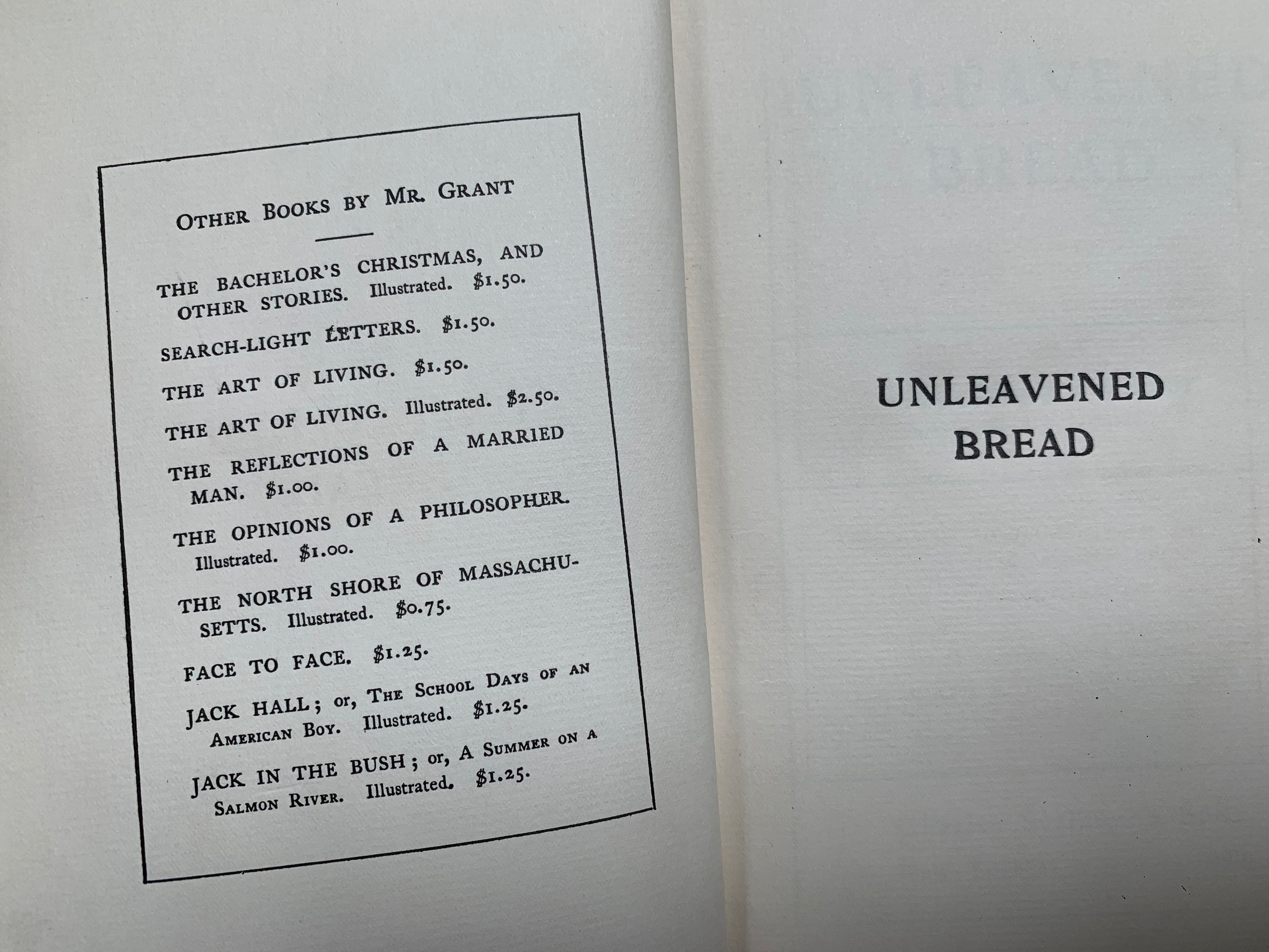 Antique Book, Unleavened Bread by Robert Grant, 1900, Hardback.