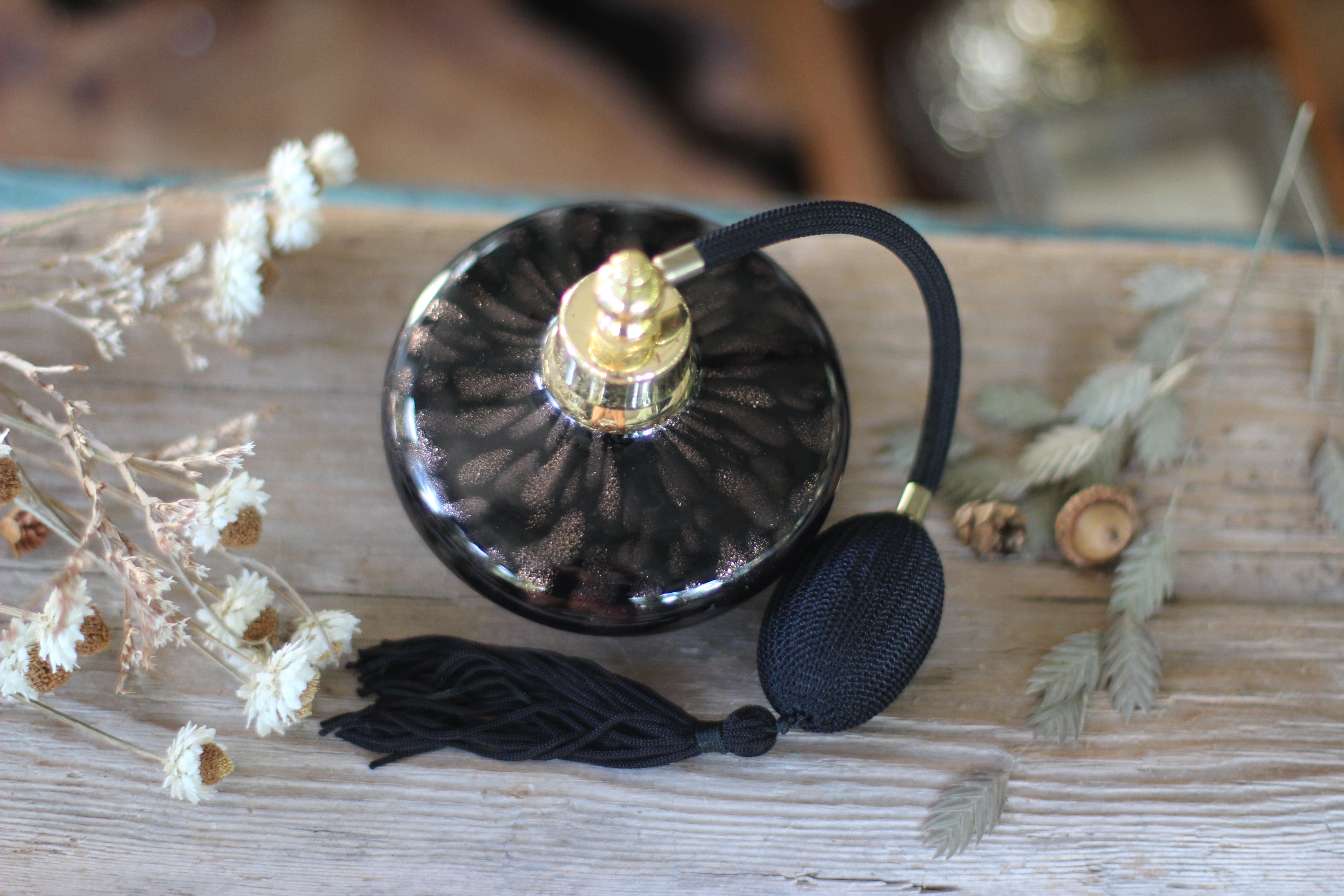 Antique Black Bronze Murano Long Automizer Perfume Bottle