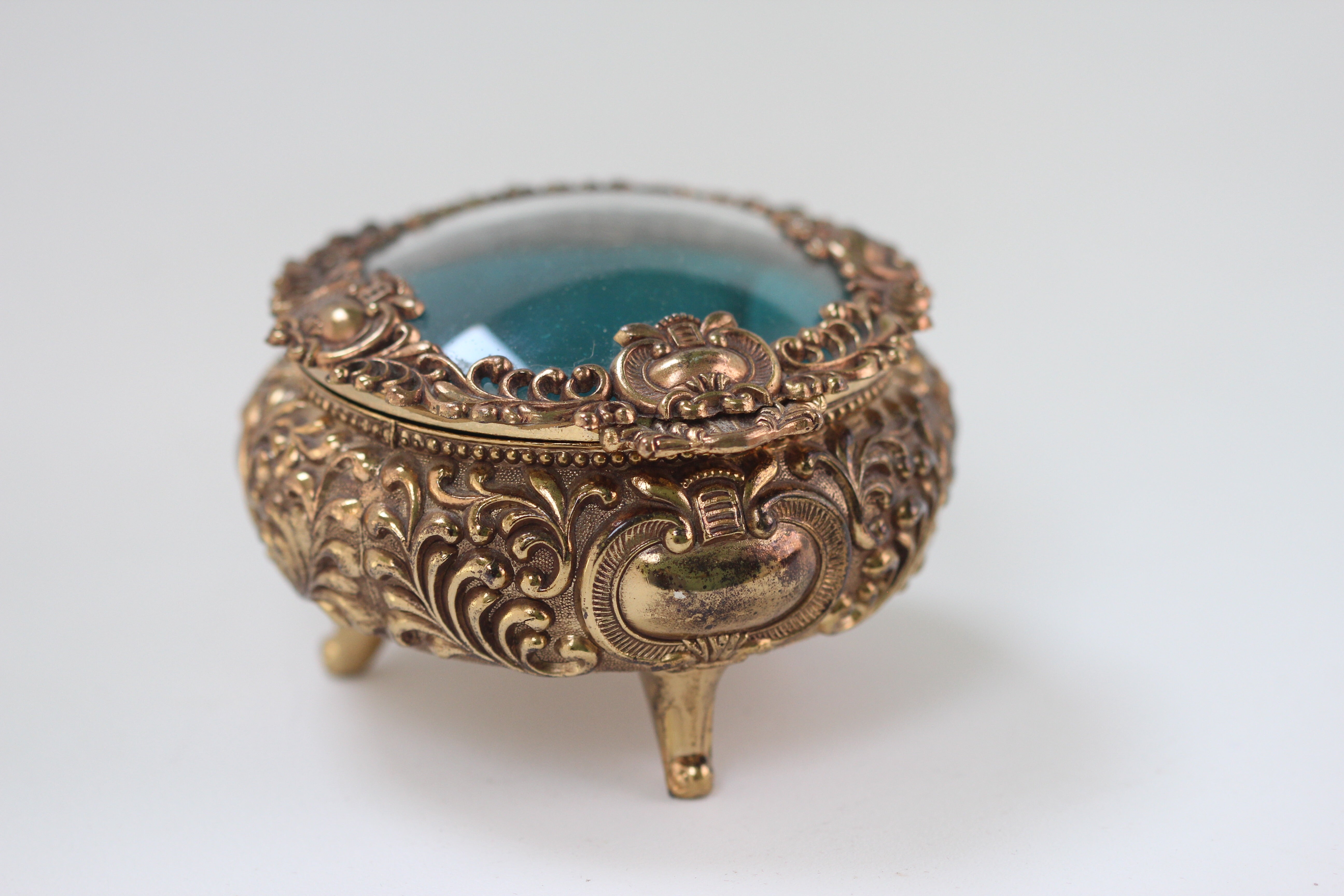 Antique Gold Gilt Jewelry Box