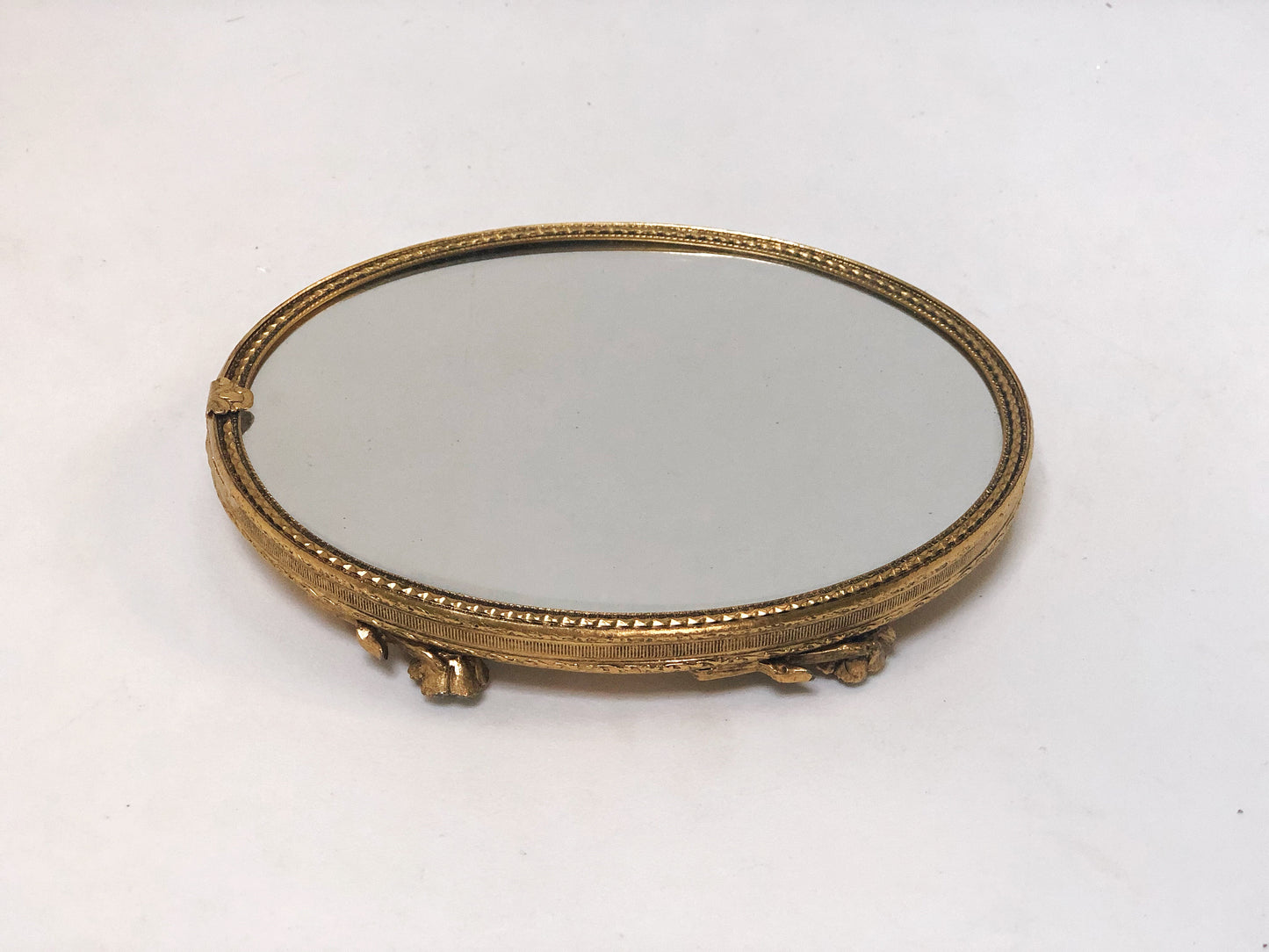 Vintage Floral Miniature Vanity Mirror Tray