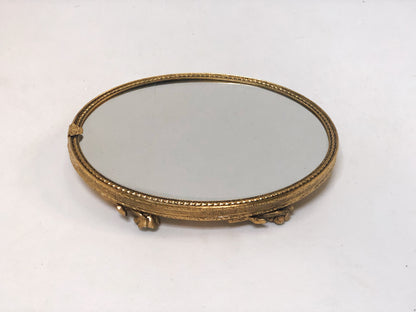 Vintage Floral Miniature Vanity Mirror Tray