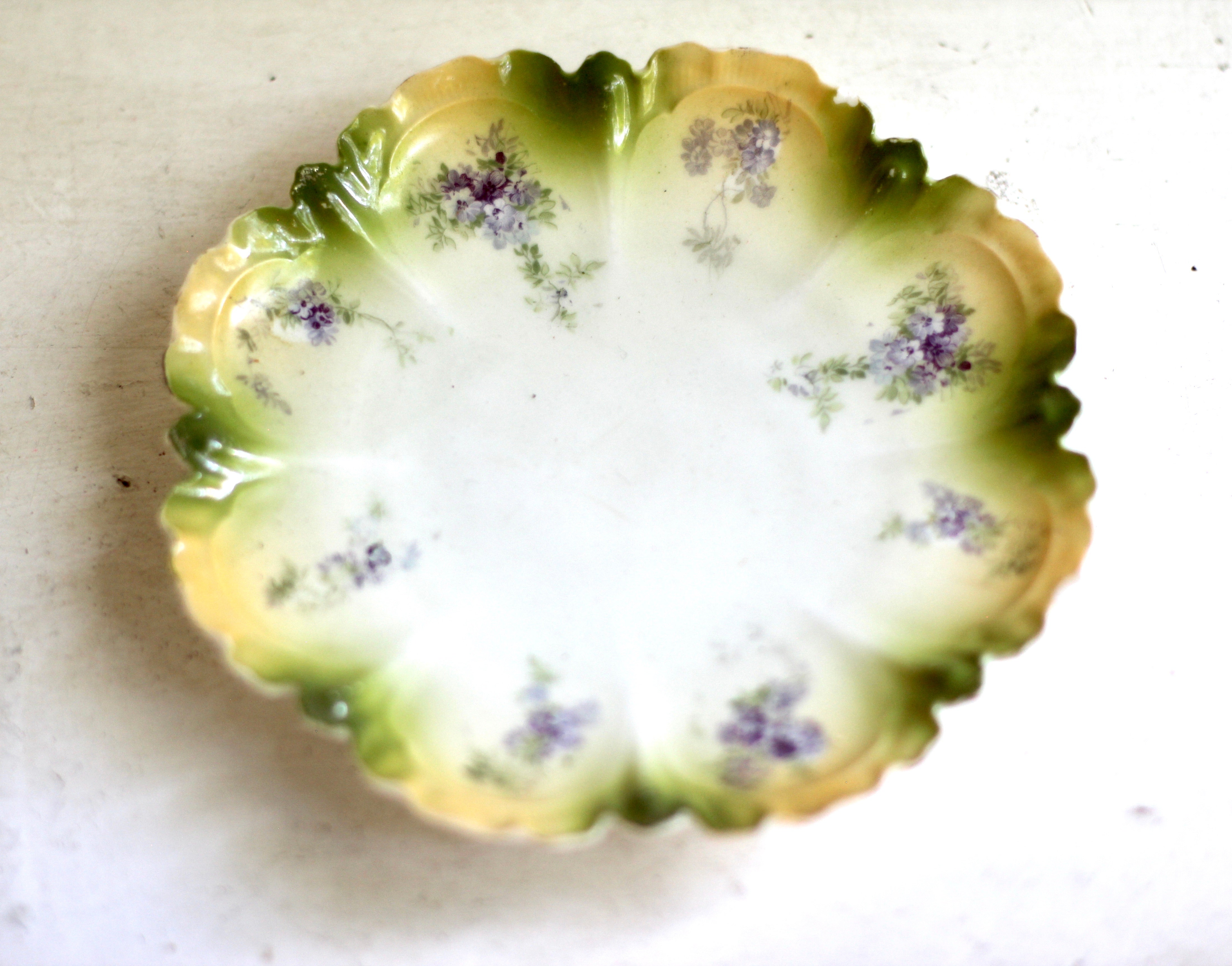 Purple Flowers Porcelain Dish