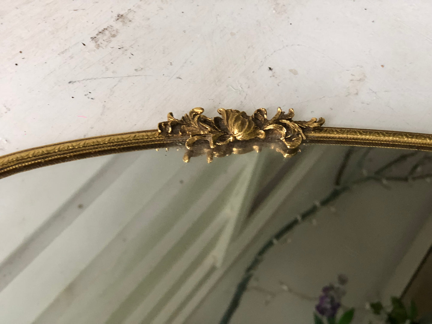 Antique Floral Matson Mirror Tray