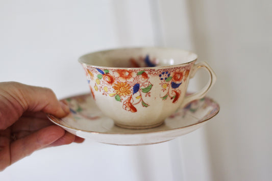 Vintage Floral Hand Painted Tea Cup Set