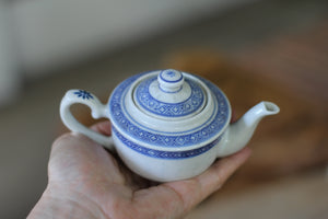 Vintage Tiny Asian Blue White Porcelain Tea Pot