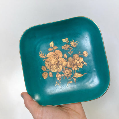 Antique turquoise Floral Tray