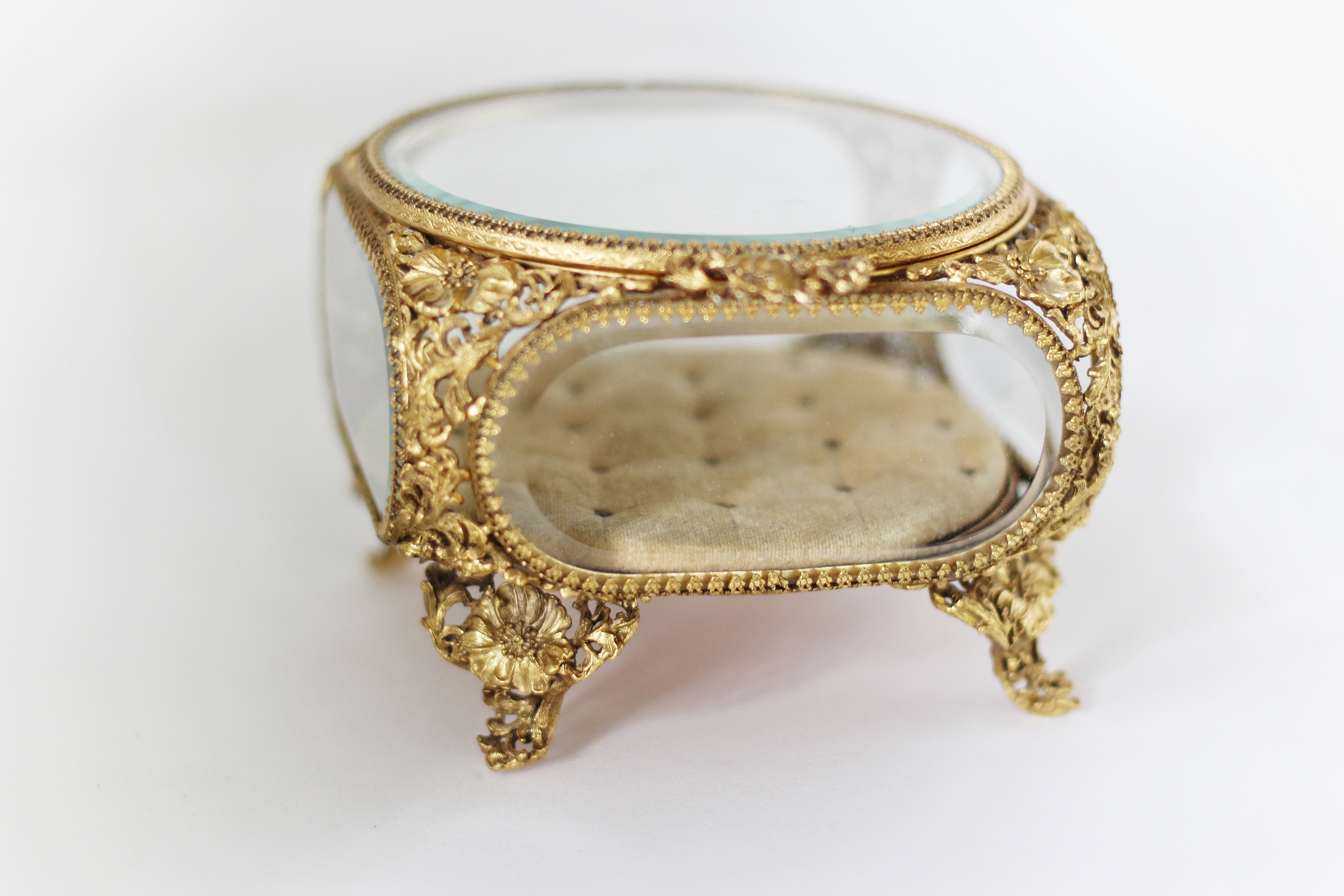 Antique Floral French Victorian Jewelry Box