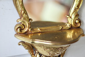 Antique Florentine Syroco Framed Mirror Shelf