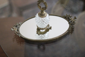 Antique Miniature Birds Mirror Tray