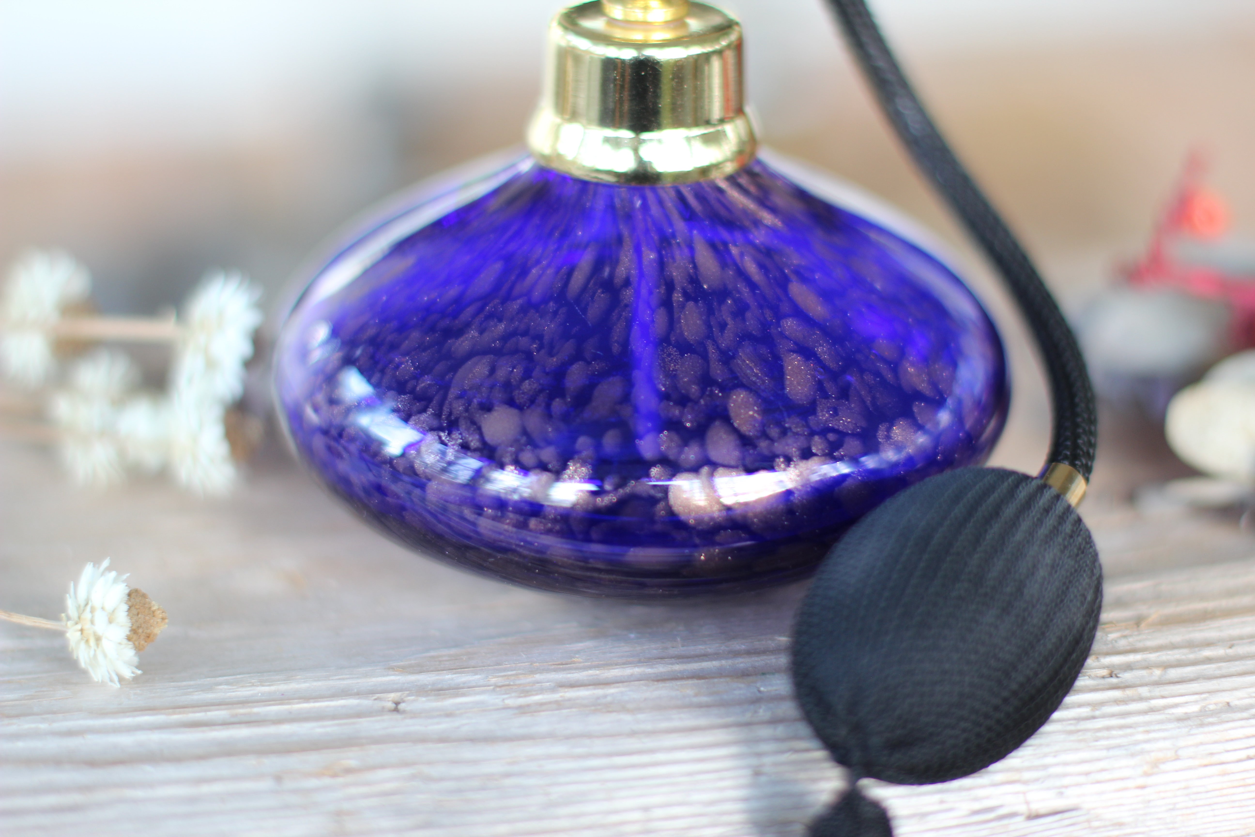 Antique Blue Bronze Murano Long Automizer Perfume Bottle