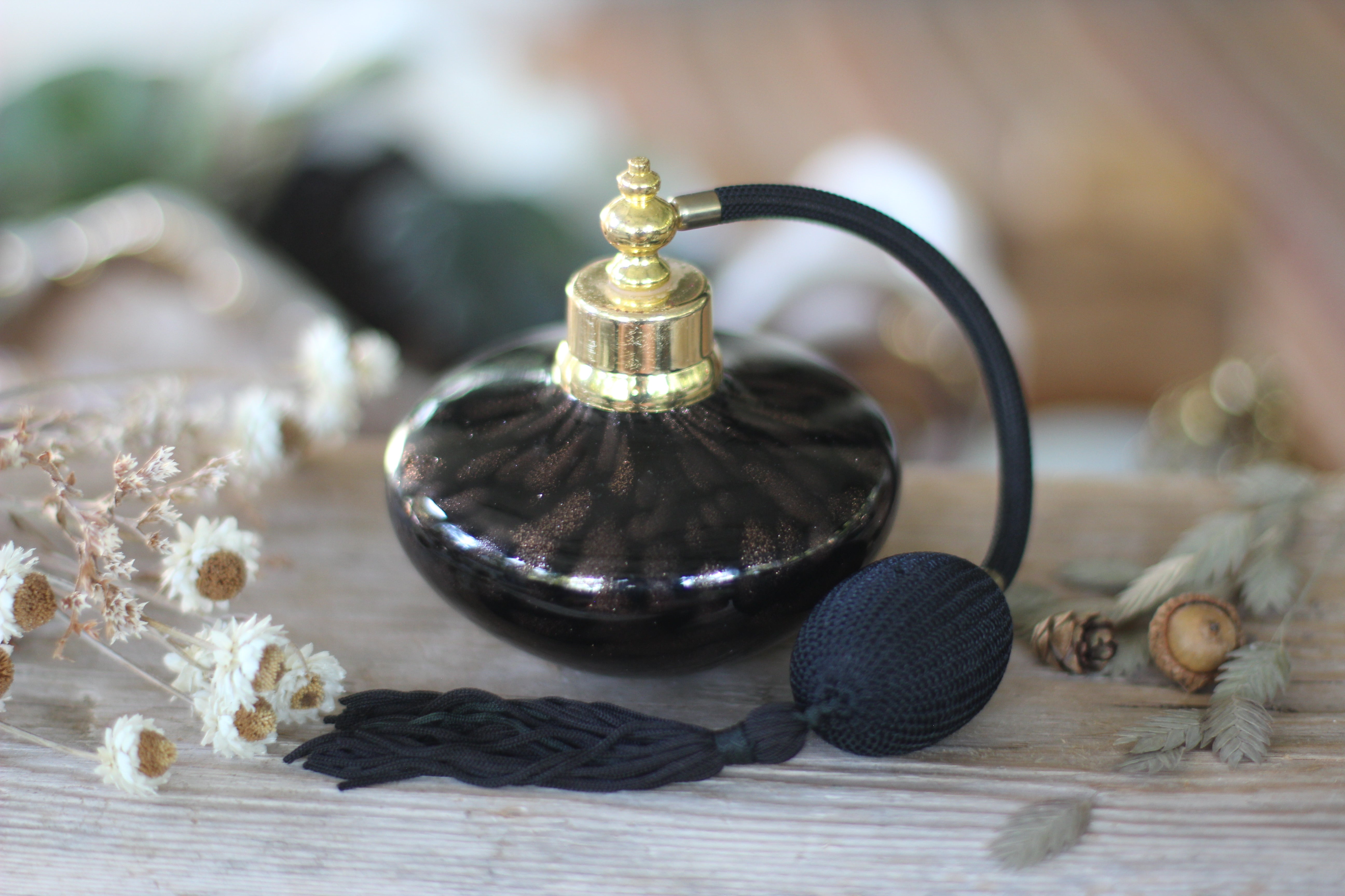 Antique Black Bronze Murano Long Automizer Perfume Bottle