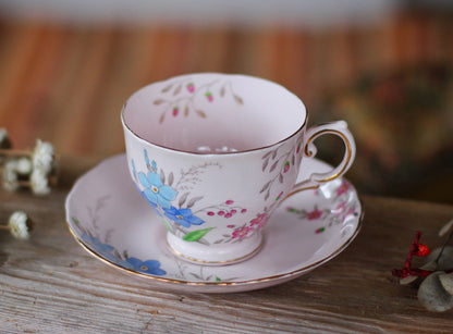 Vintage Floral Variety Rare Pink Tuscan Tea Cup Set