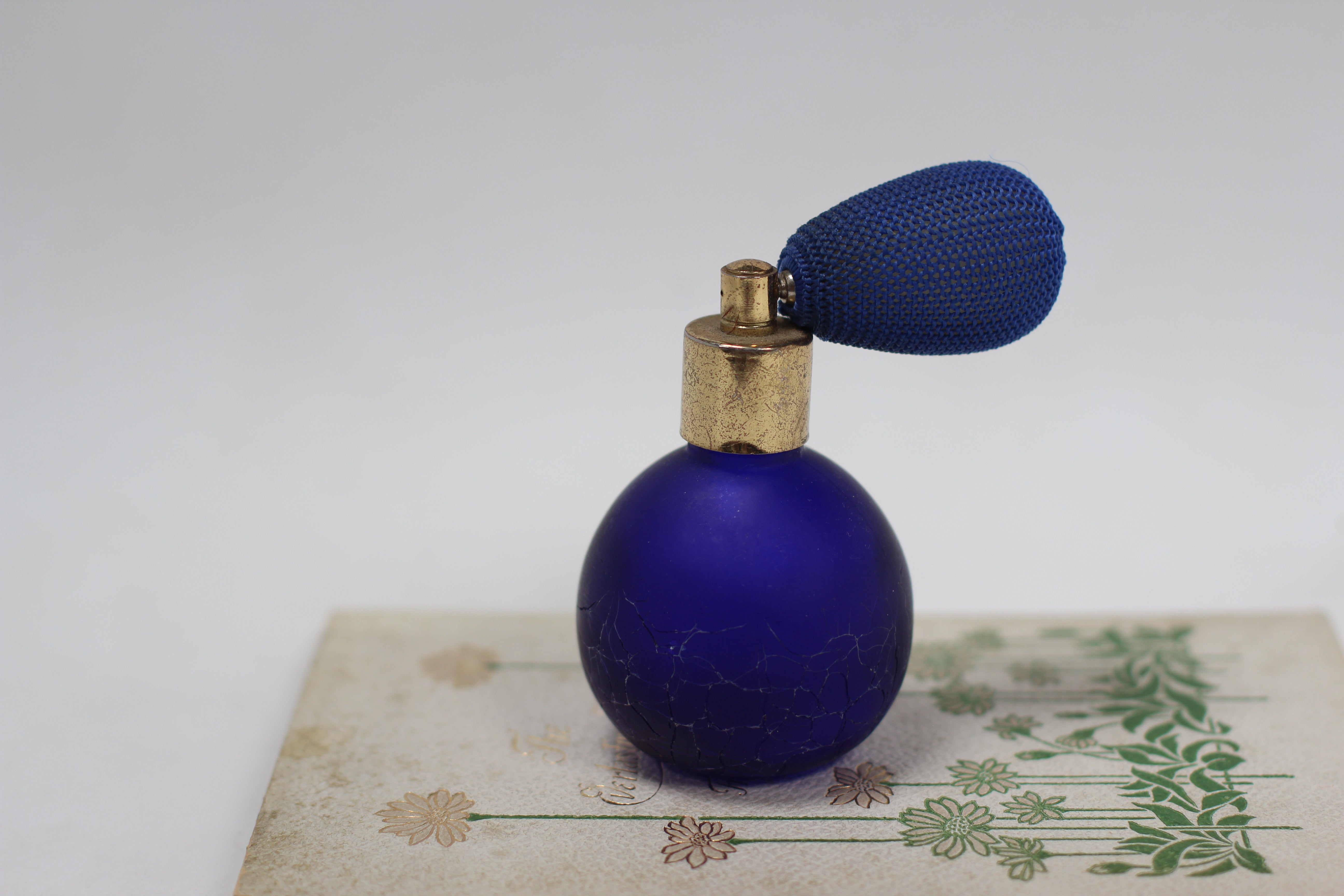 Antique Crackled Royal Blue Automizer Perfume Bottle