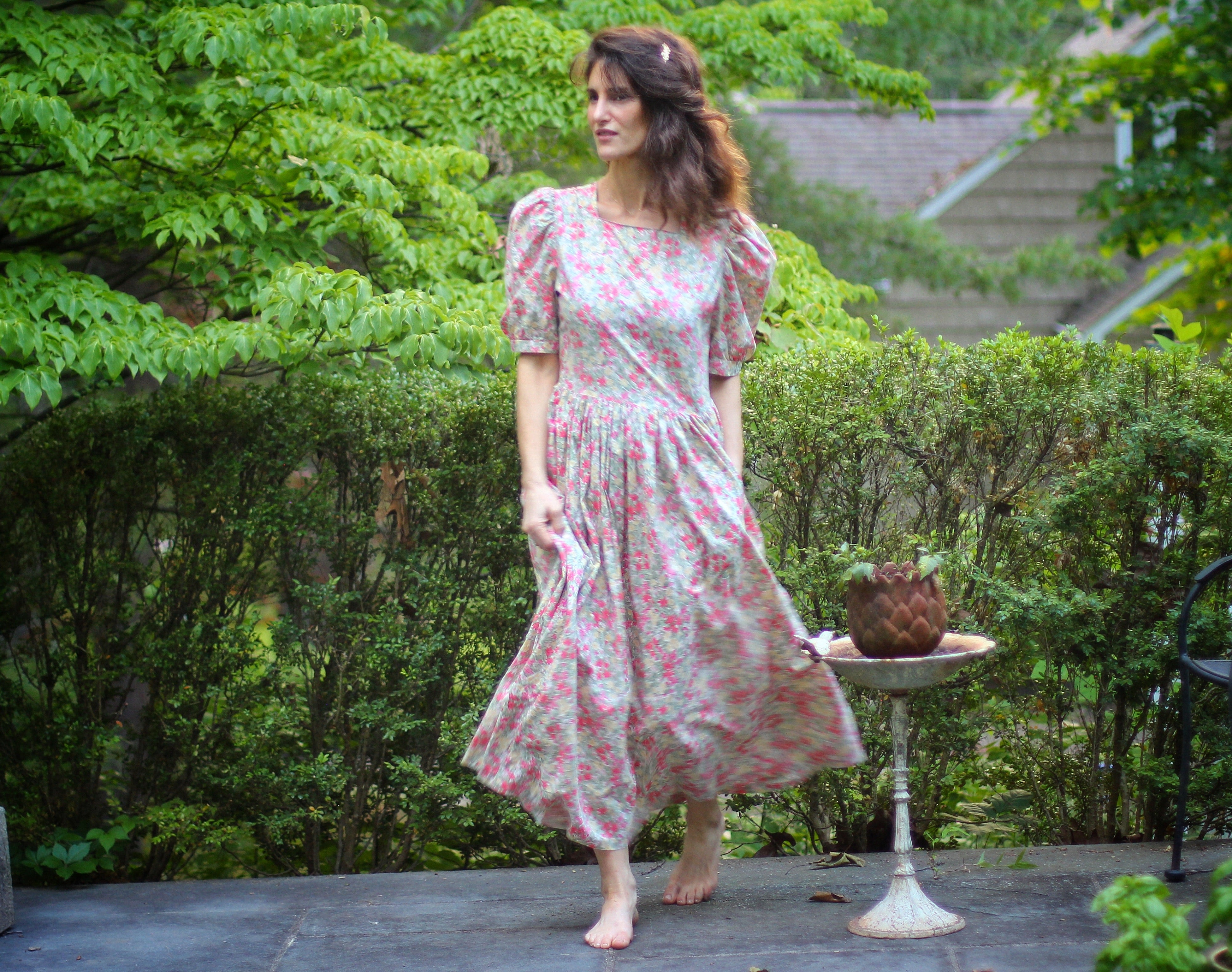Vintage Floral Orange Laura Ashley Dress