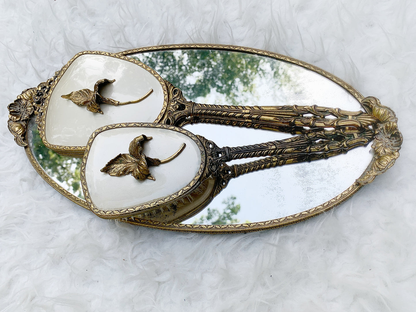 Vintage Dogwood Vanity Mirror