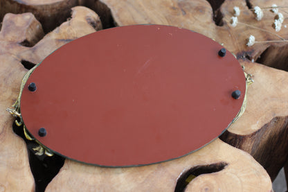 Antique Floral Enamel Mirror Tray