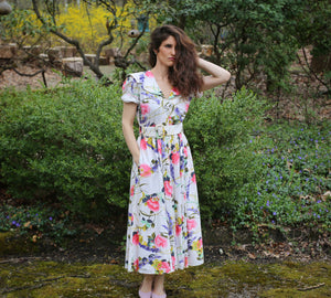 Vintage White Pink Floral Carol Anderson Dress