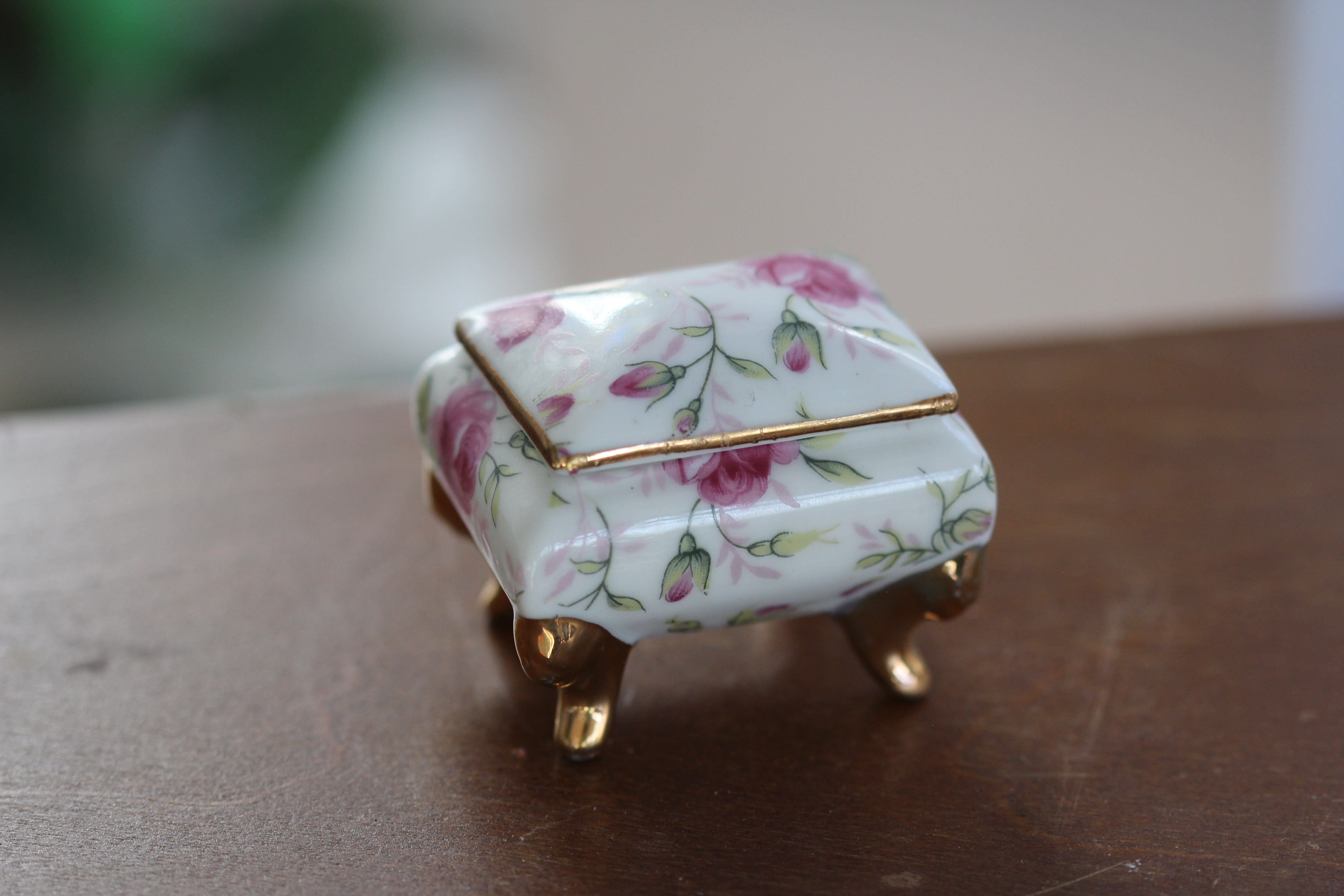 Antique Tiny Floral Porcelain Trinket