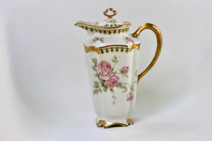 Vintage Limoges Floral Leaves Porcelain Tea Pot