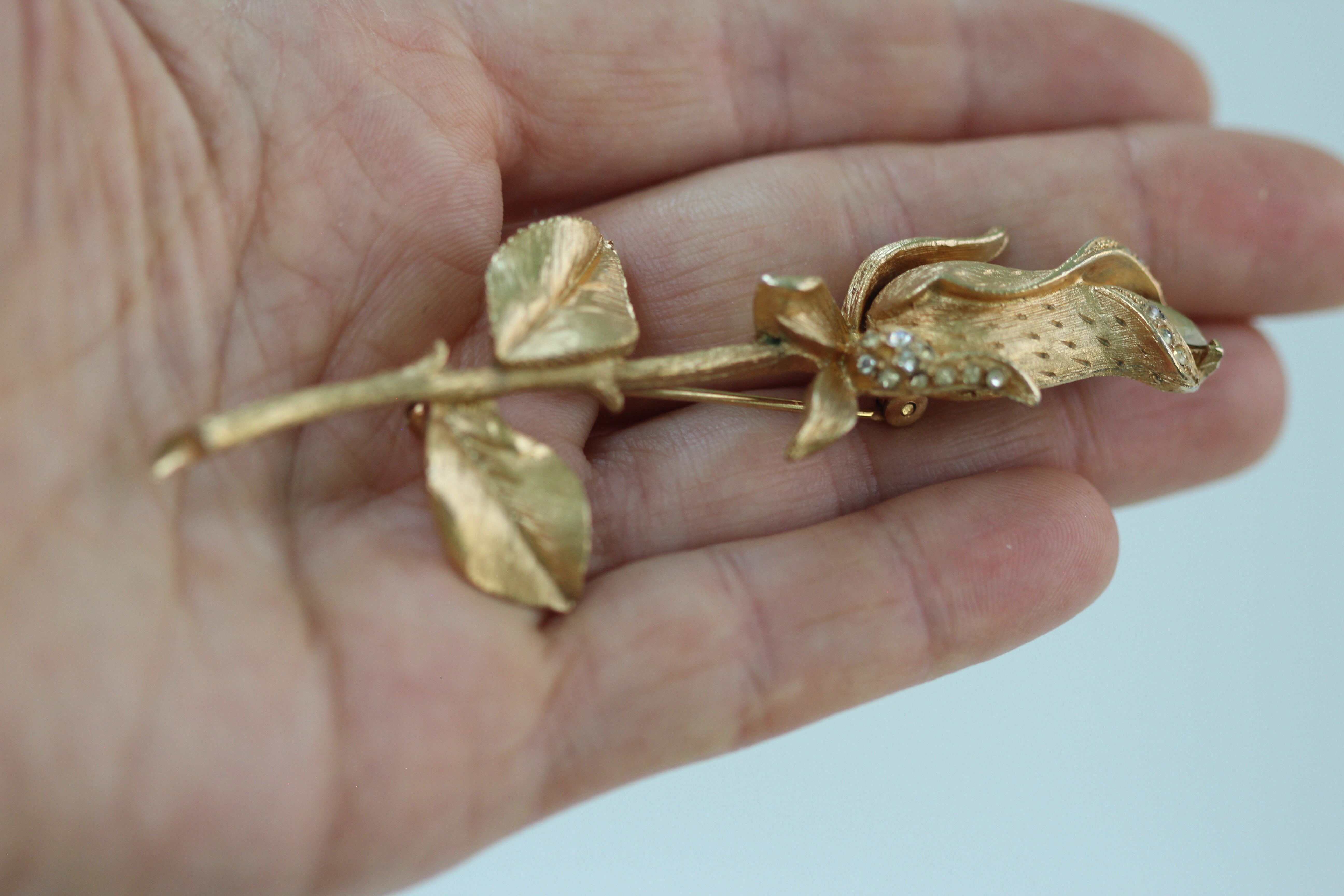 Rose With Crystals Brooch