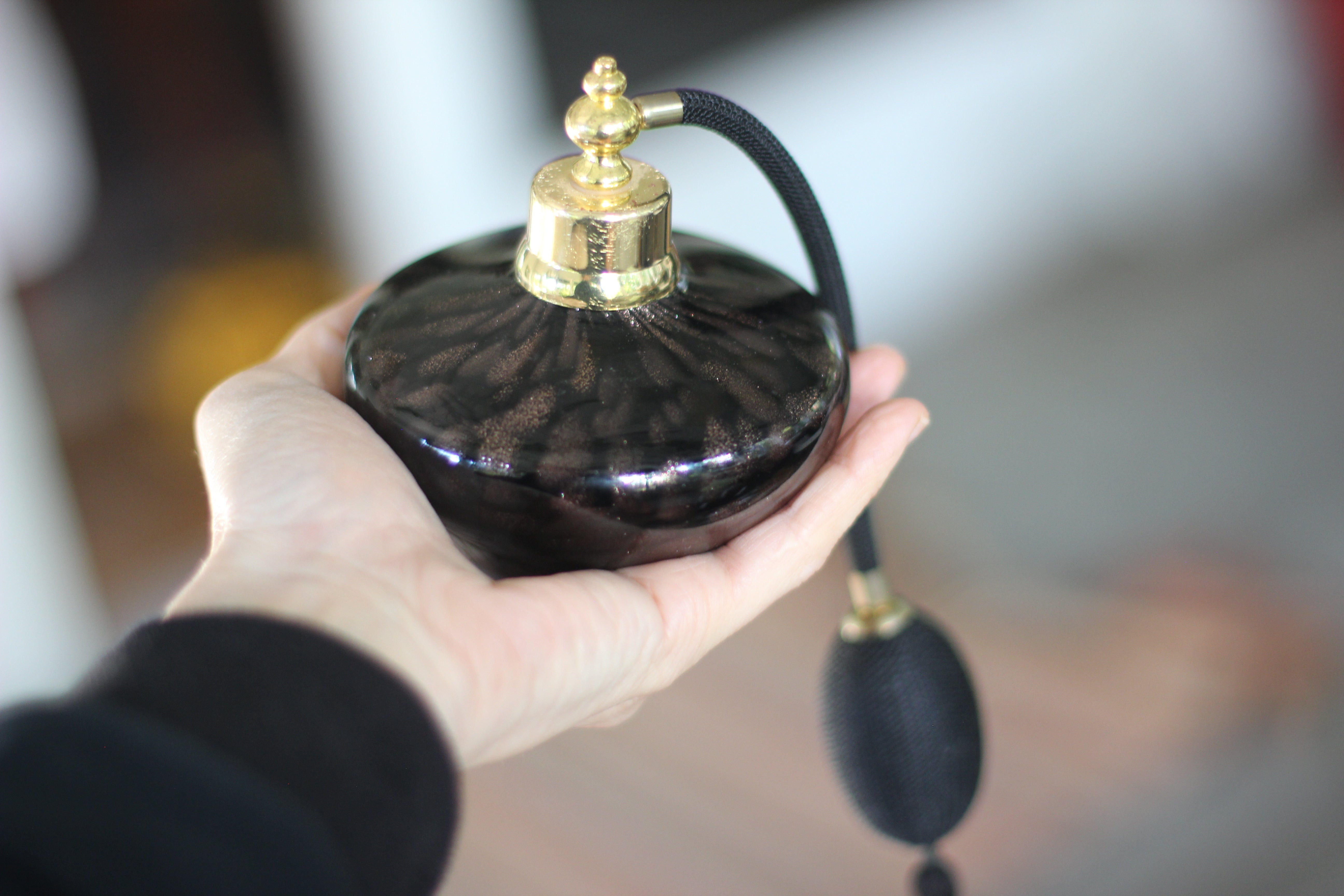 Antique Black Bronze Murano Long Automizer Perfume Bottle