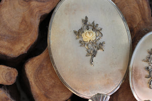Antique Floral Gold Raised Roses Vanity Set