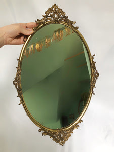 Antique French Victorian Hanging Mirror Tray