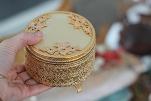 Antique Floral Filigree Bronze Jar